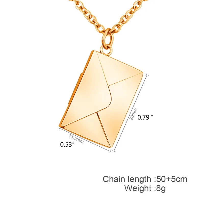Chains Love Envelope Pendant Necklace Heart Message Locket_voghion.com