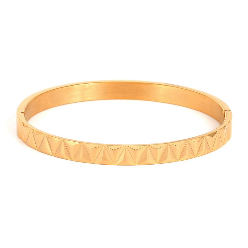 Bangles Titanium Steel Buckle Bracelet Punk Style Rivet Convex Female Three Colors_voghion.com