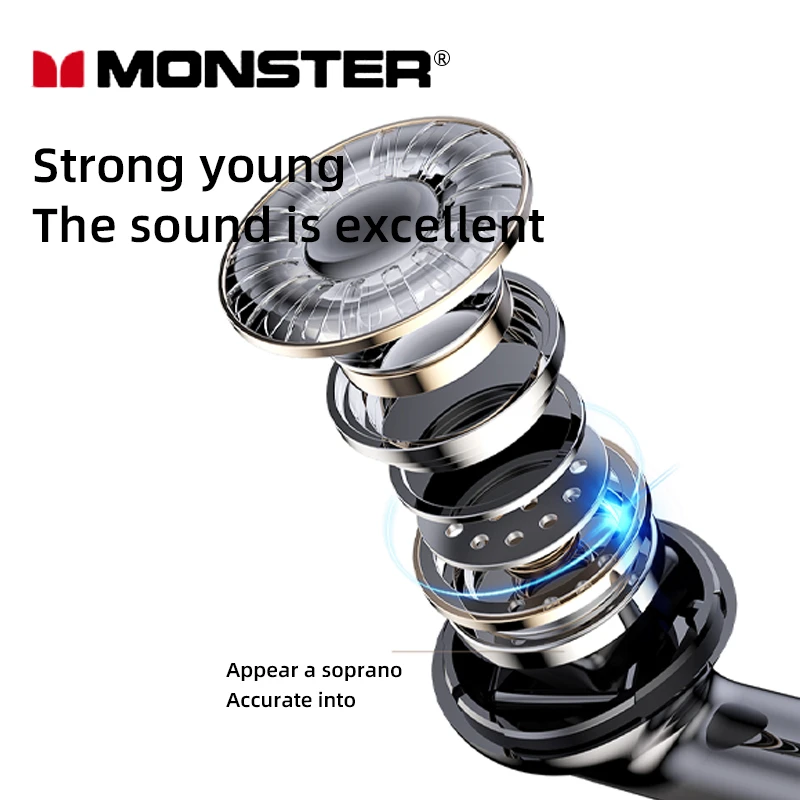Monster XKT08 Gaming Earphone Ture Wireless Bluetooth 5.3 Headphones Low Latency Noise Reduction Earbuds Headset With Mic New_voghion.com