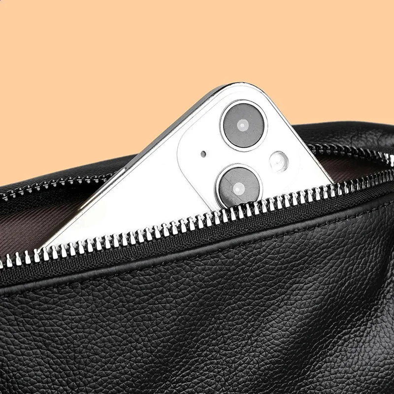 VC Paprasta Juoda Vyriška Natūralios Odos Juosmens Kuprinė Lengva Sportinė Juosmens Kuprinė Vyrams Diržo Maišelis Telefonui Krūtinės Krepšiai Vyrams Mažas_voghion.com