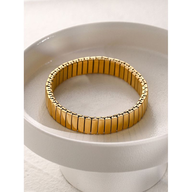16k Gold Stainless Smooth Cuban Watch Strap Design, Spring With Unique Temperament, Niche And Simple Titanium Steel_voghion.com