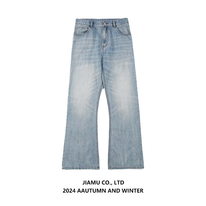Men's Clothing retro baggy jeans light bamboo machete neutral flared jeans for men and women