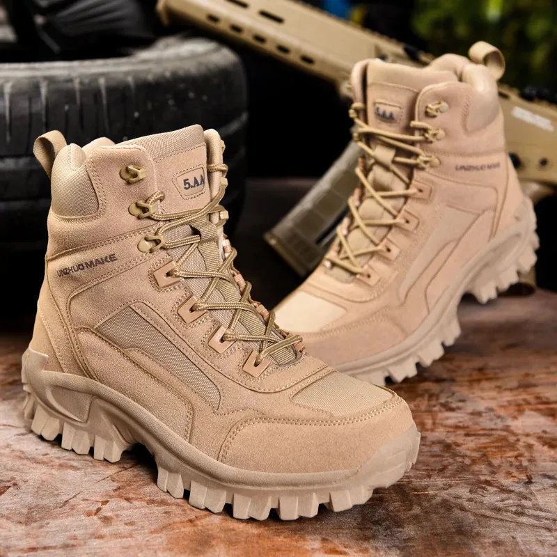 Outoor Hiking Desert Men Outdoor Hunting Trekking Camping Boots Man Tactical Boot Work Safty Shoes 240628_voghion.com