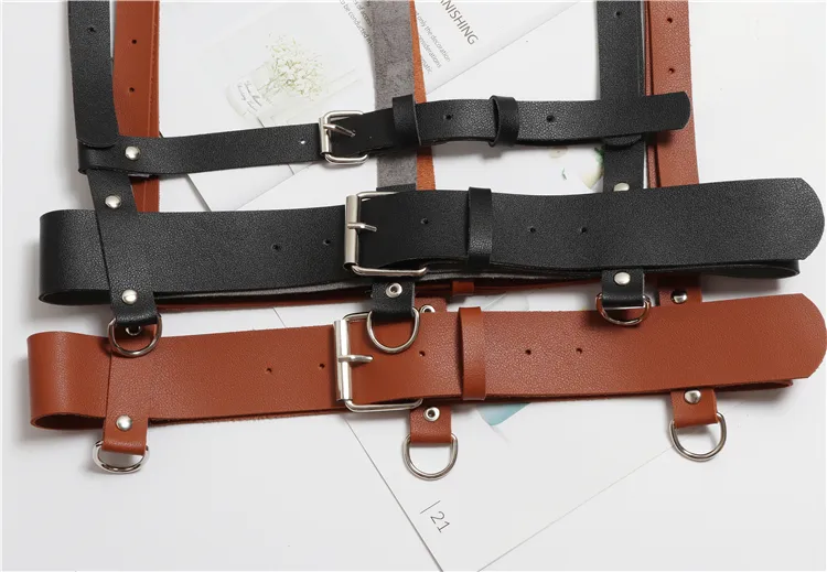 Cinturones Moda Camisa Vestido Correa Cintura Sello Calle Sólido Pu Cuero Ajustable Accesorios de ropa femenina_voghion.com