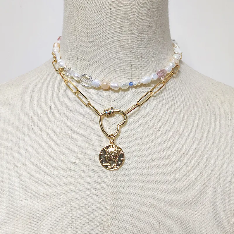 Colliers à pendentif pour femmes, chaîne à maillons épais, papillon, spirale, mousqueton, fermoir ras du cou, boucle en zircone cubique, bijoux_voghion.com