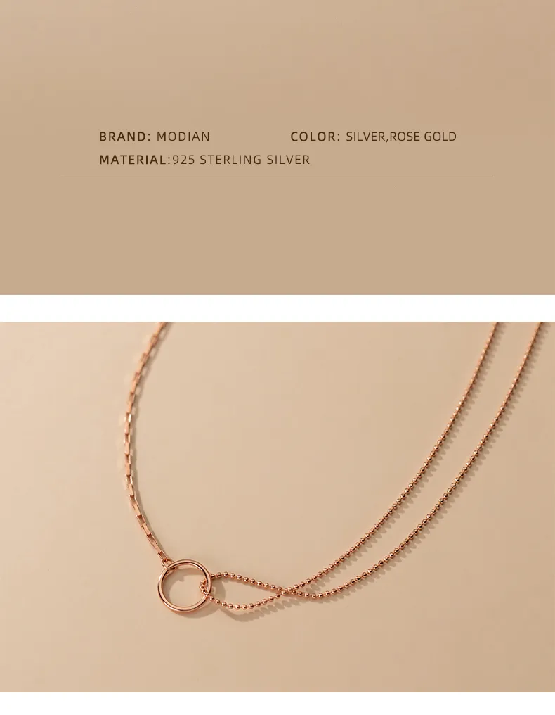 Łańcuchy MODIAN Sterling Sier Asymetryczny naszyjnik typu choker z kółkiem Oryginalny design Codzienna impreza dla kobiet Biżuteria artystyczna_voghion.com