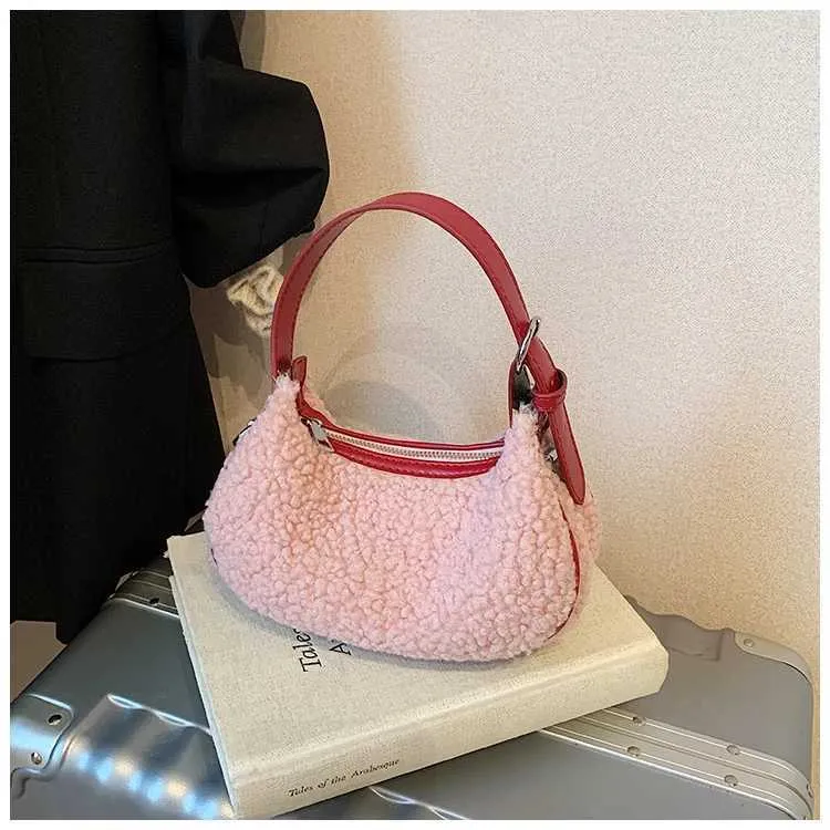 Women Fashion Lamb Fleece Mini Handbag Solid Soft Casual Crossbody Pack Female Versatile Leisute Cute Messenger Shoulder_voghion.com