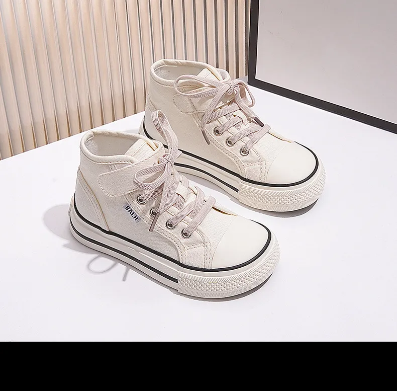 Children's Canvas Yellow Green High Top Boys Girls Toddler Casual Cutefeet Beige Fashion Soft Non-slip Kids Cloth Shoes_desvips.com