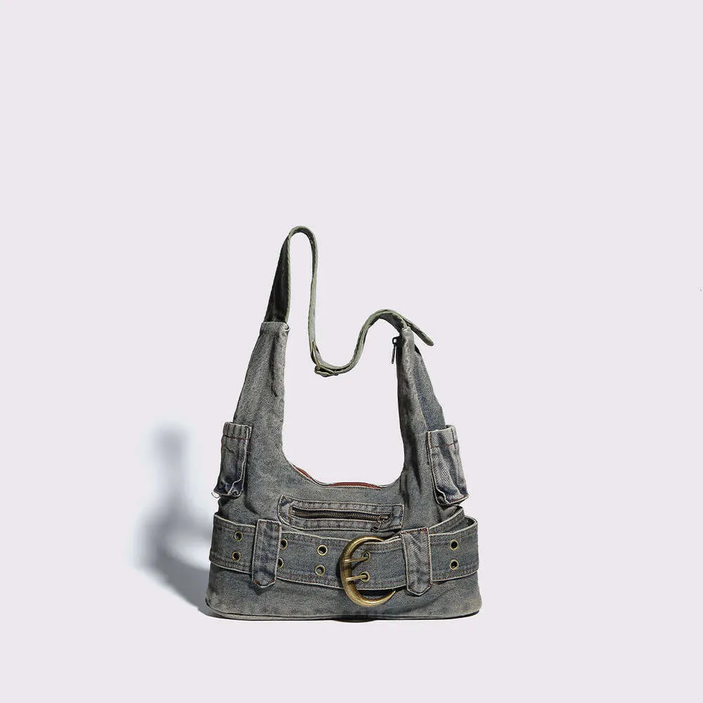 Bolsa de ombro feminina vintage jeans punk da moda, bolsa de mão grunge de rua Y2k, bolsa de mão retrô gótica casual para meninas, bolsas de axila_voghion.com
