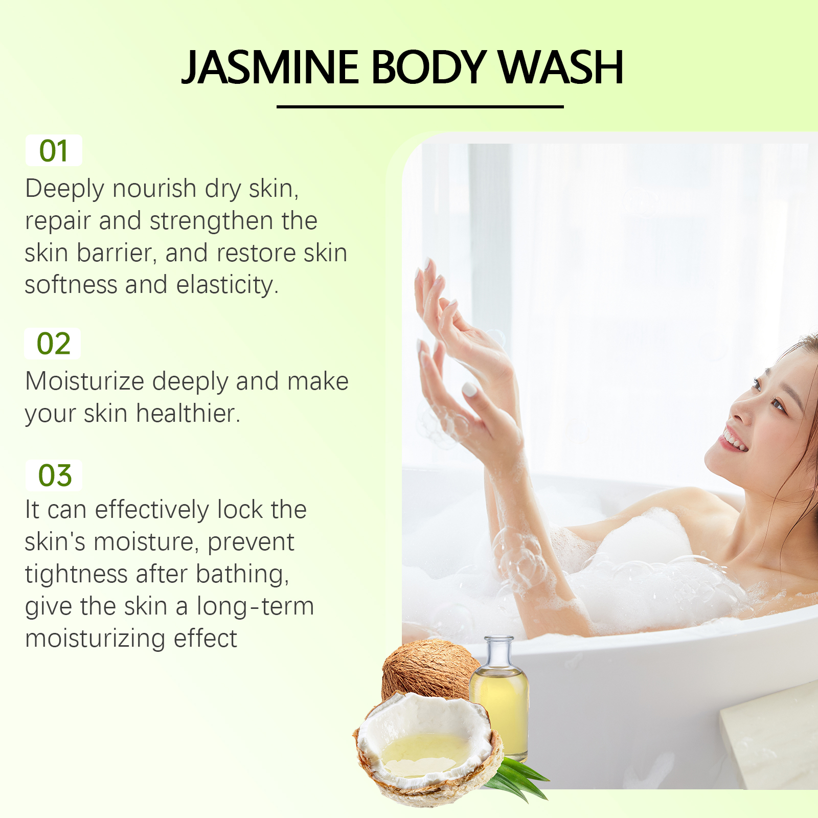 EELHOE Jasmine Moisturizing Body Wash, Gentle, Clean, Smooth, Moisturizing And Fragrant Body Wash_voghion.com