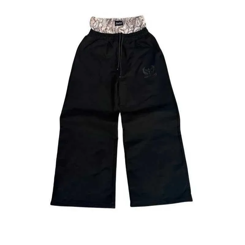Y2K Pants Vintage Haruku Dubbel Geborduurde Taille Joggingbroek Heren Dames Hip Hop Casual Hoge Taille Wijde Pijpen Broek_voghion.com
