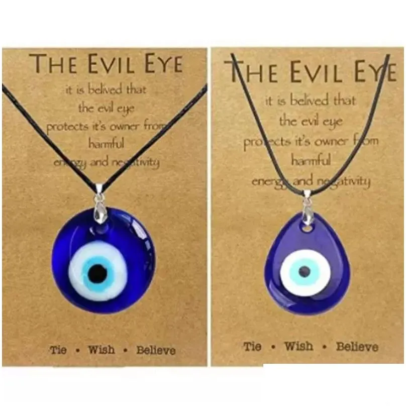 Collana con ciondolo malocchio blu turco in vetro e corda di pelle collane per donne e uomini gioielli di protezione fortunata consegna a domicilio_voghion.com