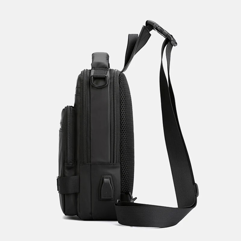 Mode Nylon Rucksack Daypack Männer Cross Body Brust Taschen Pack mit USB Lade Port Reise Männlichen Knapsack Rucksack_voghion.com