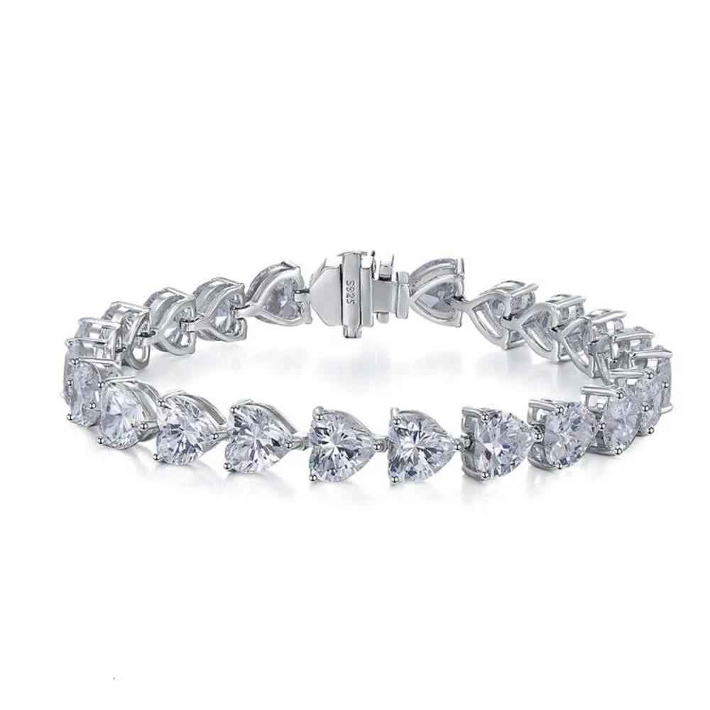 Smykker S Sterling Sier Full Diamond Heart Armbånd Mote Ins Stil_voghion.com