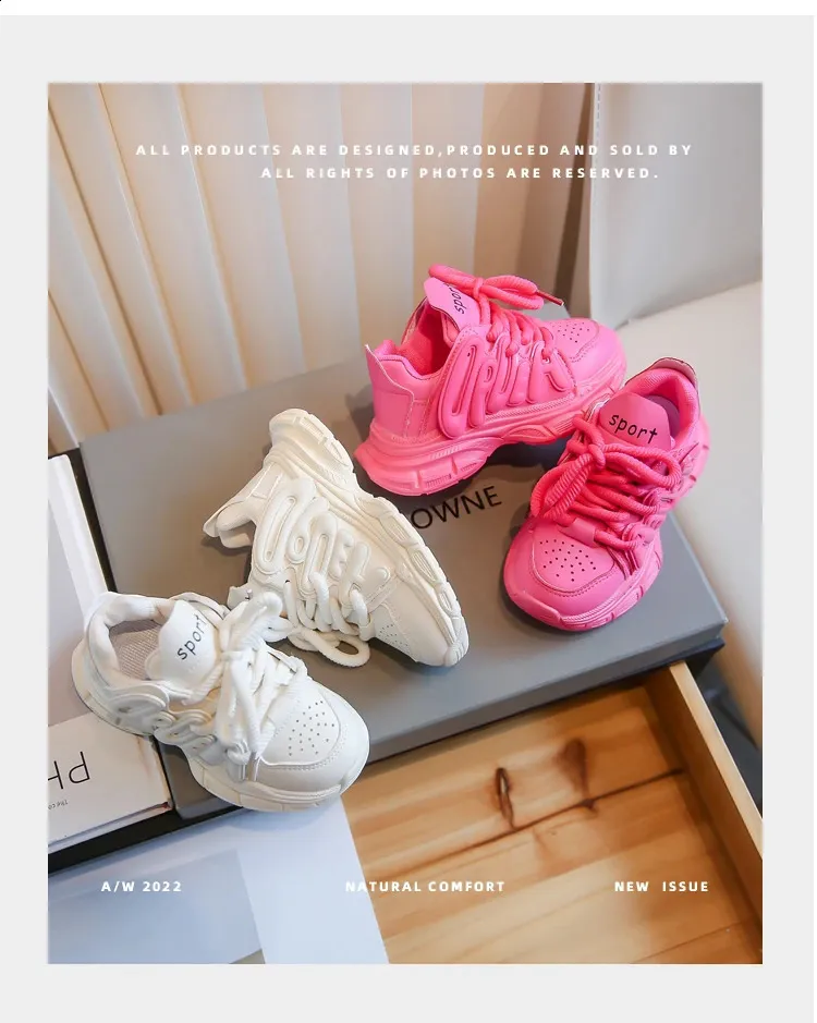 2023 New Girls Sports Simple Spring And Autumn Boys Rose Pink Cute Childrens Shoes Direct Transport Anti Slip 240912_voghion.com