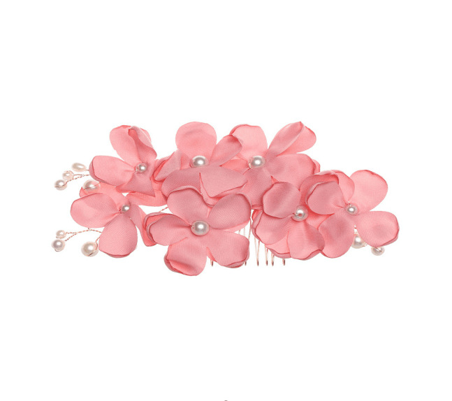 Pettine per capelli con perle in tessuto fiore rosso da sposa coreano accessori da sposa transfrontalieri copricapo accessori per capelli lotto pettine_voghion.com