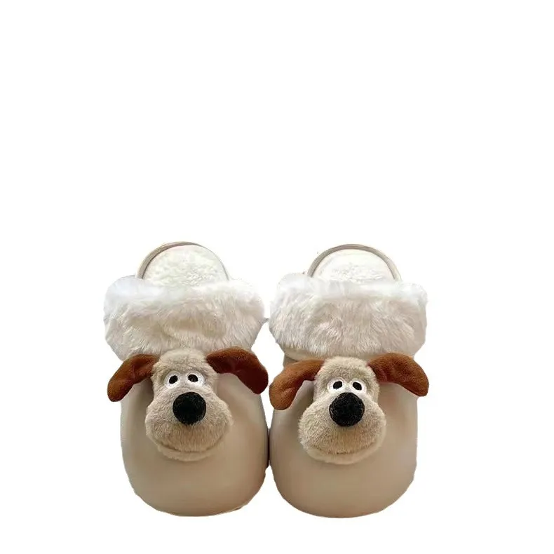 Cartoon Hond Afneembare Waterdichte Winter Leuke Warme Katoenen Pantoffels voor Vrouwen_voghion.com