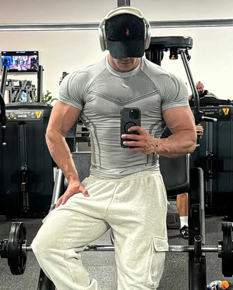 T-shirt de compression à manches courtes pour homme, séchage rapide, pour vélo, course à pied, entraînement, vêtements de sport, W250317_voghion.com