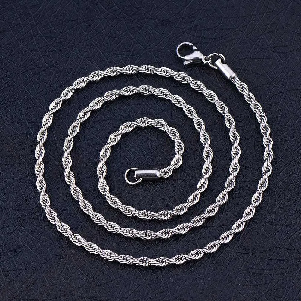 Colliers pendentifs à bas prix largeur 3MM chaîne torsadée en acier inoxydable 316L collier à maillons pour hommes et femmes cadeau de mode_voghion.com