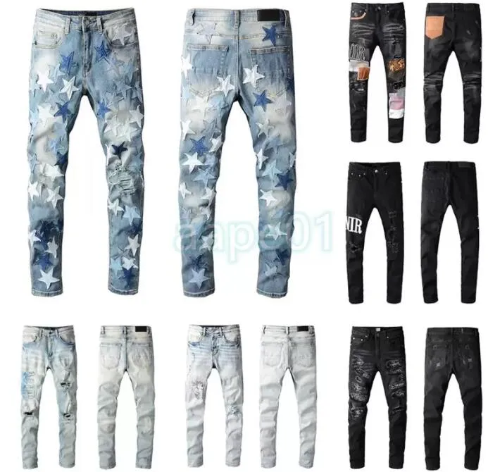 hip-hop high street muotimerkki farkut retro repeytyneet taitettavat miesten suunnittelija moottoripyöräilyn ohuet housujen koko_voghion.com