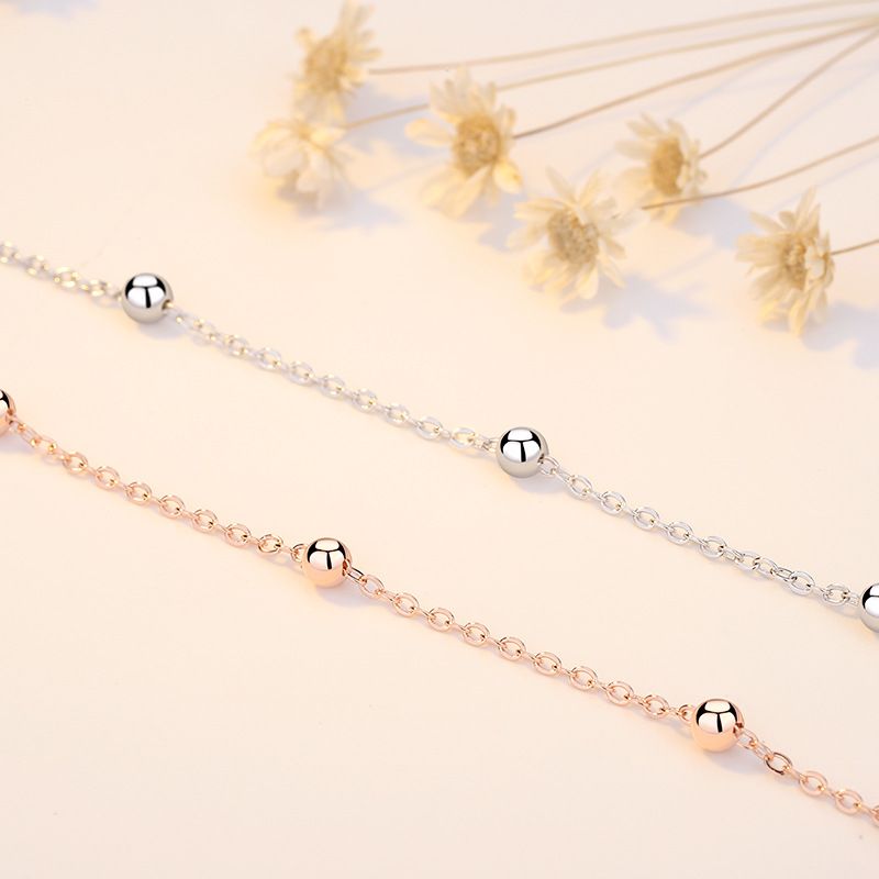Sier Armband Einfache 5 Perlenkette Modischer koreanischer Stil Frischer Student Weiblicher Handschmuck_voghion.com