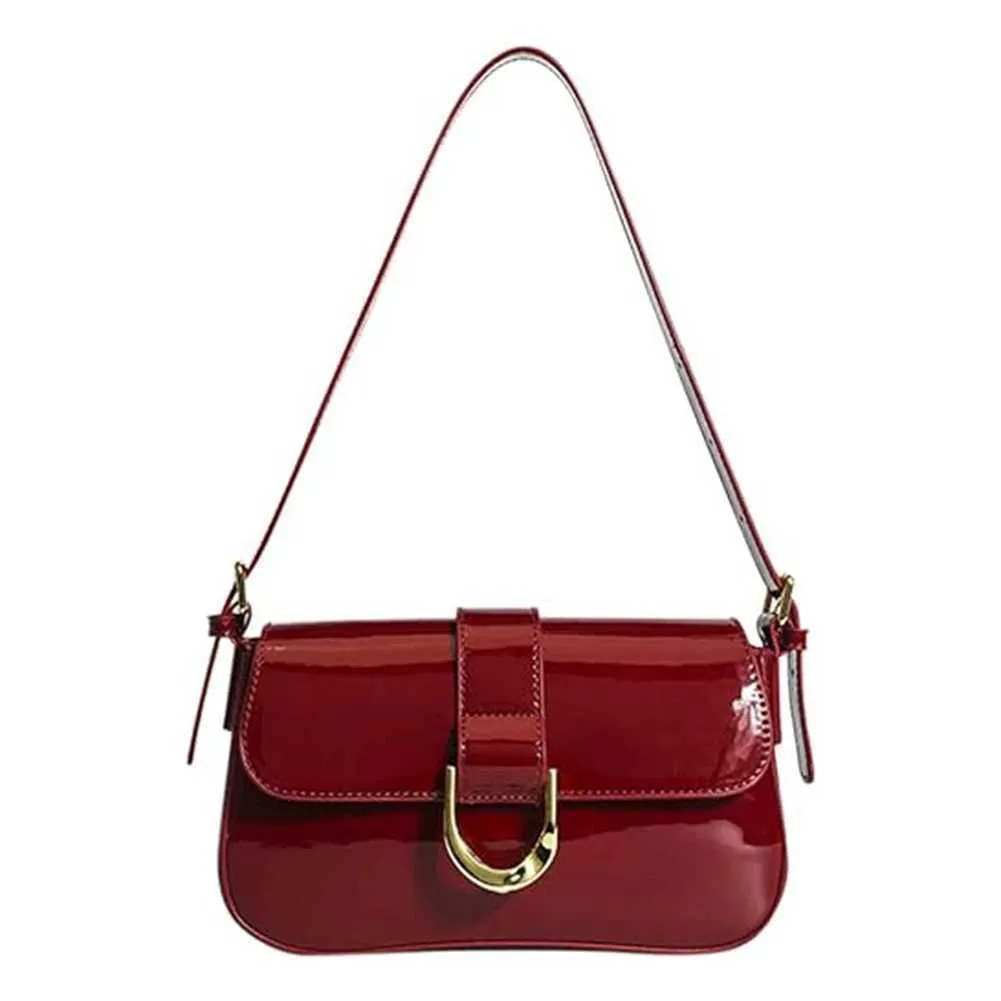 Vintage Women Handbags Shiny Patent Leather Evening Clutch Purse s Flap Red Crossbody Lady Handbag 2024C241104_voghion.com