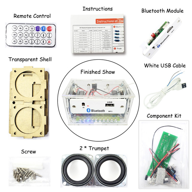 DIY Bluetooth-Lautsprecher-Kit Elektronik DIY Lötprojekt Praxis Lötbaugruppe DIY Elektronik-Kit Komponente 2 * 3W Lautsprecher_voghion.com