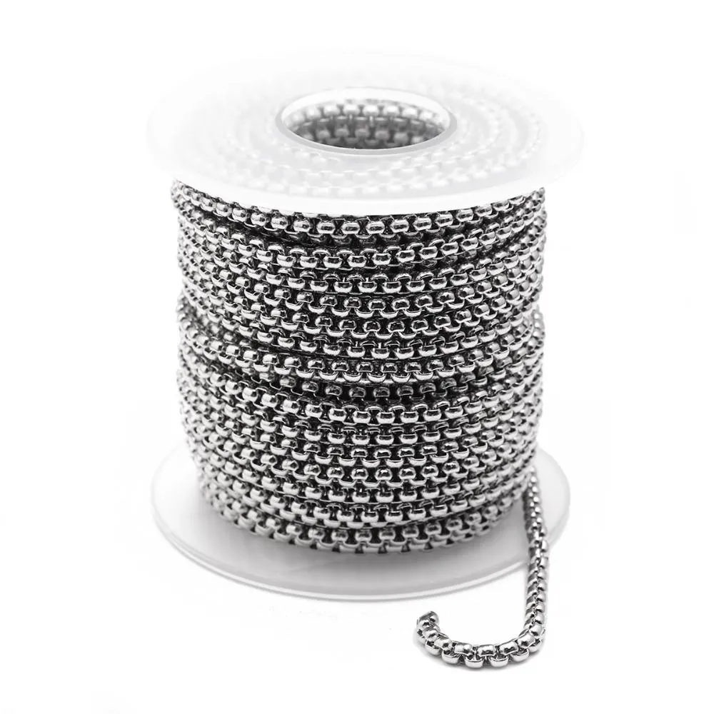 10 yard/rotolo 2 mm 2,5 mm 3 mm argento oro nero acciaio inossidabile catena rolo sfusa per materiali per la realizzazione di collane di gioielli fai da te_voghion.com