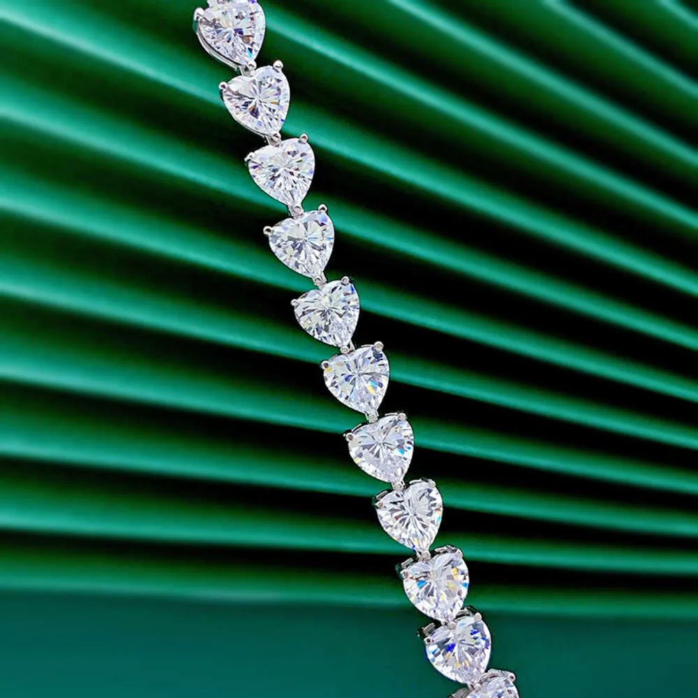 Smykker S Sterling Sier Full Diamond Heart Armbånd Mote Ins Stil_voghion.com