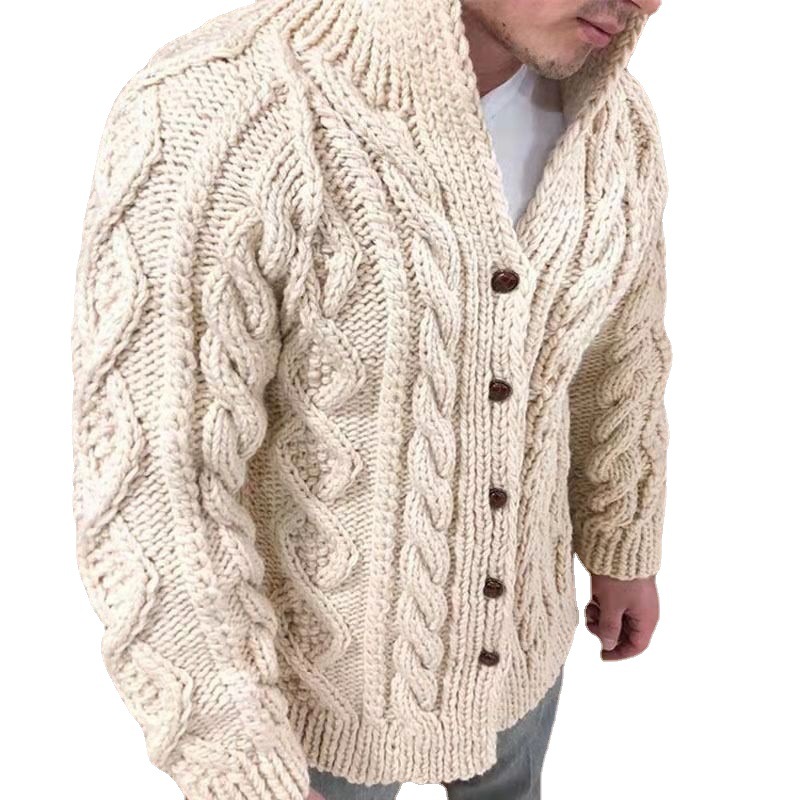 Neu Pullover Strickjacke Gekleidet Lange ärmeln Stehkragen Twisted Jacquard Casual_voghion.com