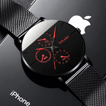 Reloj de cuarzo de negocios de alta gama con malla ultrafina y temperamento de moda para hombre