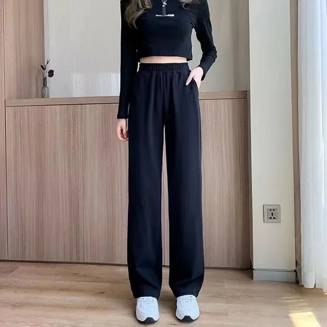 hot selling Xpqbb Black Gray Sweatpants for Women 2024 Summer New Basic Baggy Sports Female Casual All-match Joggers Straight Pants_voghion.com