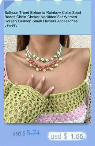 Colliers pendentifs nouvelle mode coréenne colorée mignonne perles de rocaille chaîne collier ras du cou pour femmes perles simulées baroques_voghion.com