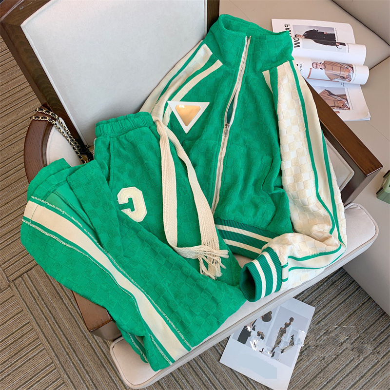 Vêtements pour femmes costume de sport décontracté élégant pour femmes printemps version coréenne de la mode petit pull à fermeture éclair pantalon costume deux pièces à la mode