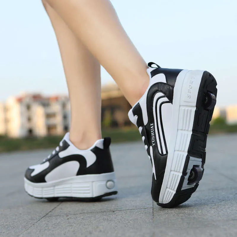 Roller Sneaker Outdoor Indoor Skating Detachable Kids Skates Breathable Blade Boy Flying Shoes Gear White 32_voghion.com