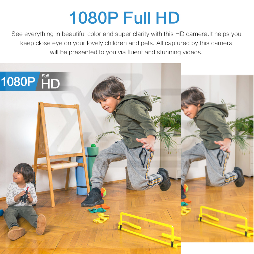Mini kamera 1080P HD WiFi Domači monitor Notranja varnost Varnostni nadzor Nočni vid_voghion.com