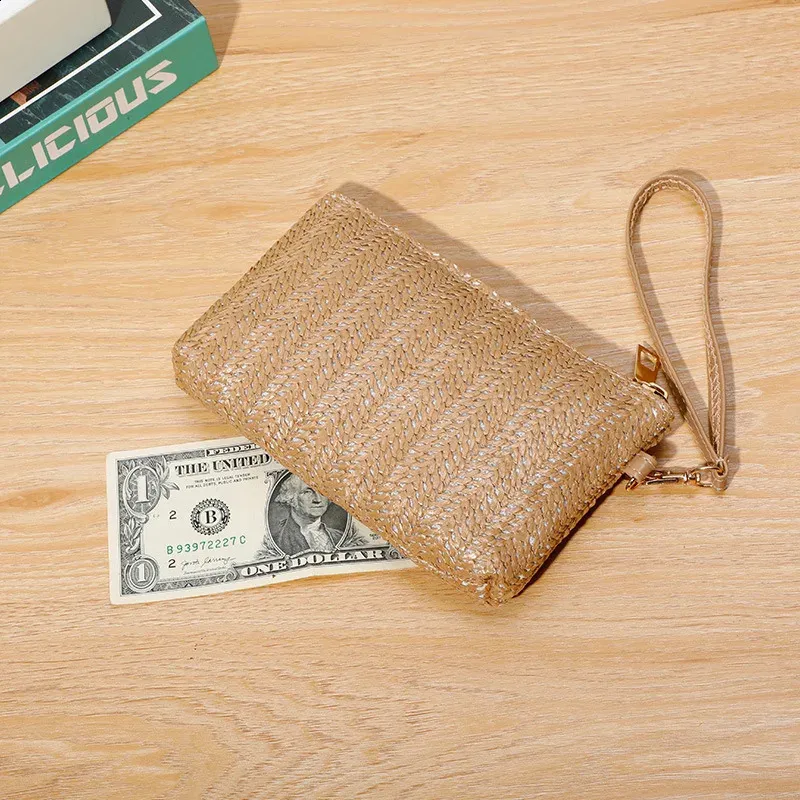 Mode Damen Armband Weben Tasche Frauen Täglich Geld Telefon Kupplung Stroh Woven Geldbörse Sommer Strand Brieftasche Bolsa_voghion.com