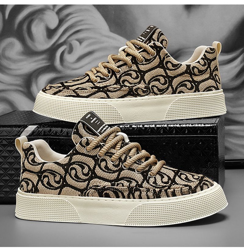 Canvas Zomer 2024 Nieuwe Niche Lage Top Bedrukte Board Heren Dikke Zool Sport Casual Mode Schoenen_voghion.com
