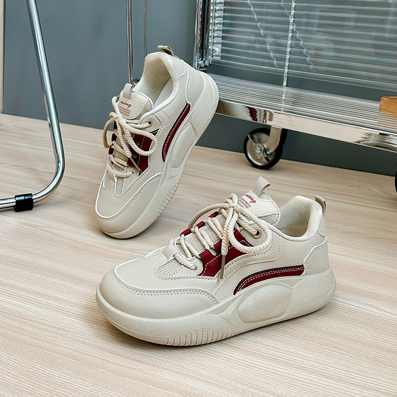 Weiß für Damen, Frühling 2025, neue atmungsaktive Boardschuhe mit dicker Sohle für Studenten, trendiger Instagram-Look_voghion.com