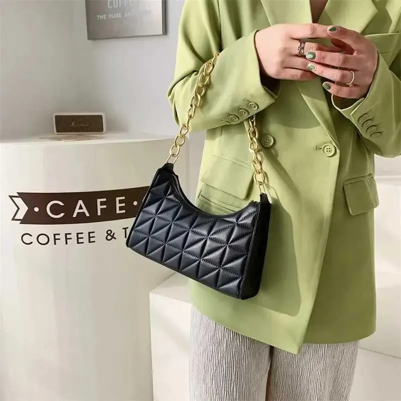 Sac bandoulière à chaîne en polyuréthane uni (100 %) pour femme Y241123_voghion.com