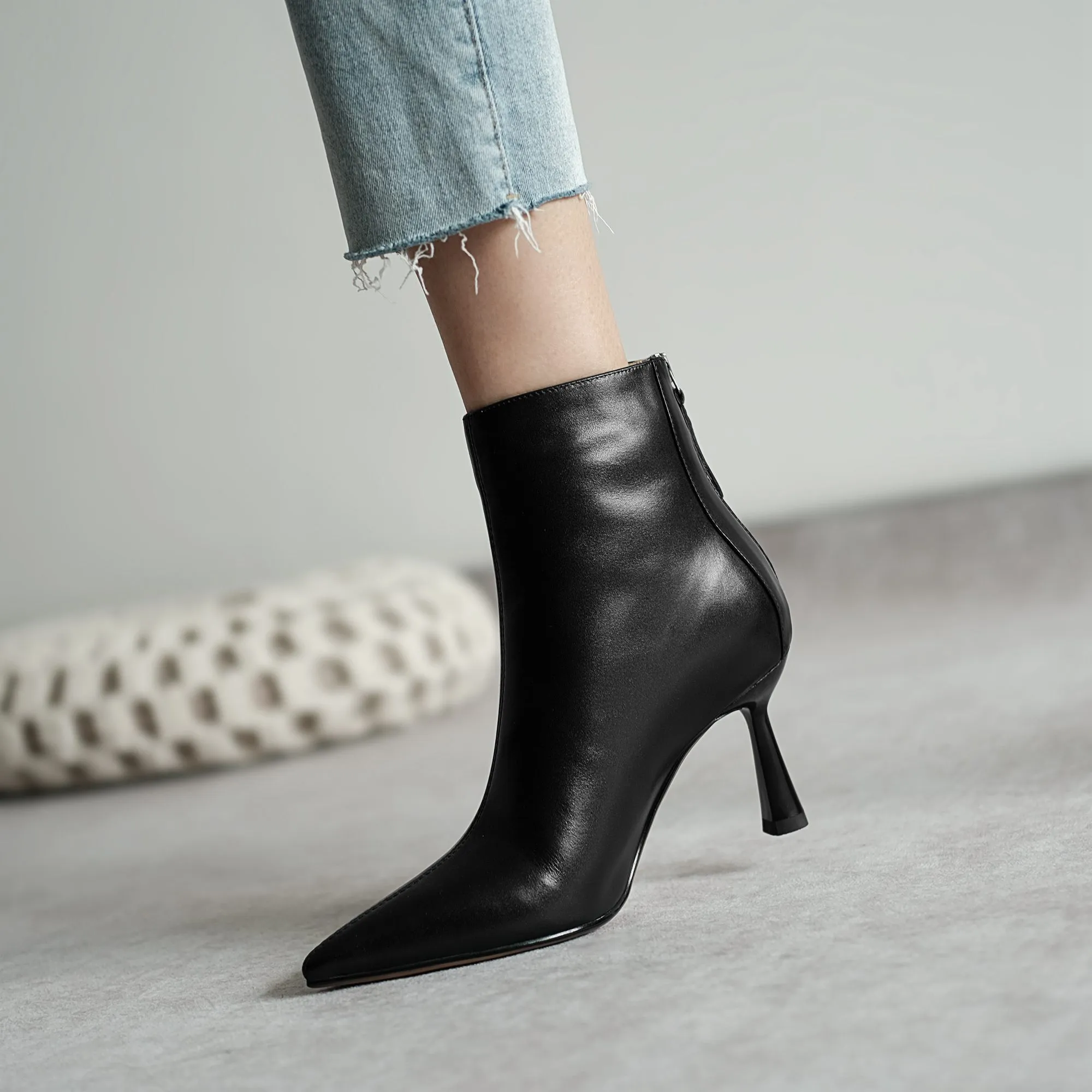 Krazing Pot Big Size 42 Cow Leather Pointed Toe High Heels Chic Design Concise Winter Spring Shoe Dress Warm Wedding_voghion.com