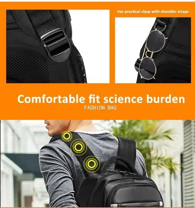 Sac à dos pour ordinateur portable d'affaires version coréenne pour hommes, sac de voyage en tissu Oxford d'extérieur USB, personnalisation C241107_voghion.com
