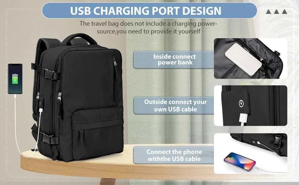 Reiserucksack für Damen und Herren, Handgepäck mit USB-Aufladung, TSA-Laptop-Rucksack, 15,6 Zoll, Business, Wandern, lässiger Tagesrucksack C241031_voghion.com