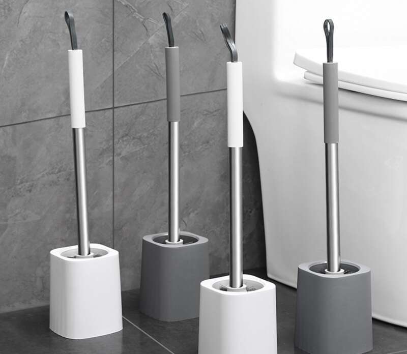 WC háztartási holt sarkok nélküli hosszú fogantyús fali tisztítókészlet kör alakú talpú WC-kefe műtárgy_voghion.com