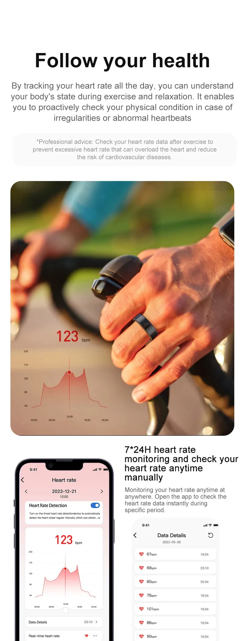 Ola Espirte est Technology Health Smart RIng Fiess Trackers Ring heart Rate Monitor Sleep for Xiaomi Sr200 M1 R3 240507_voghion.com