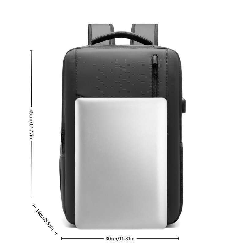Schlanker Laptop-Rucksack mit Diebstahlschutz und USB-Anschluss, wasserabweisend, passend für 15,6-Zoll-Laptops, langlebig, für Geschäftsreisen, Unisex, Schwarz_voghion.com