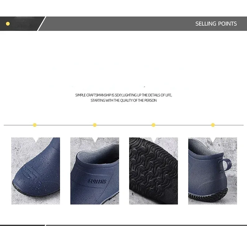 Fashionable Unisex Men's Comfortable Work Rain Kitchen Non-slip Waterproof Special Shoes Outdoor Fishing Boots_voghion.com