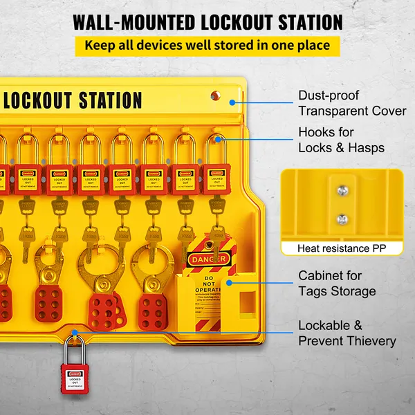Lockout-Tagout-Kit mit Vorhängeschlössern, Riegeln, Kabelbindern und Sicherheitsstation_voghion.com