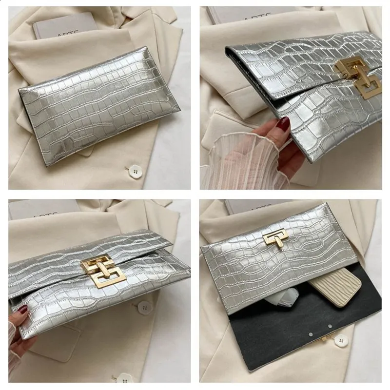 Pochette da sera per donna in argento, borse a busta, alla moda, in pelle PU, portafoglio, per feste di matrimonio, borsa da ballo 240924_voghion.com