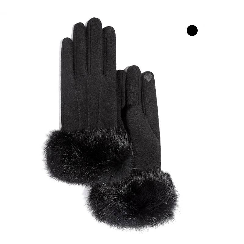 Women's Gloves New Cashmere Gloves Women's Winter Outdoor Cold Proof Touch Screen Gloves Double Layer Thick Rabbit Fur Warm Gloves DY39_voghion.com